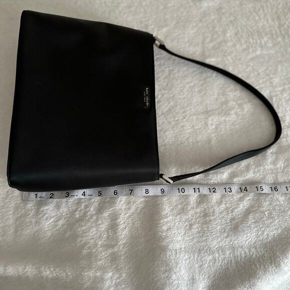 Kate Spade Black Nylon Shoulder Bag Sleek Minimal Y2K Classic Chic Clean Girl - Picture 15 of 16